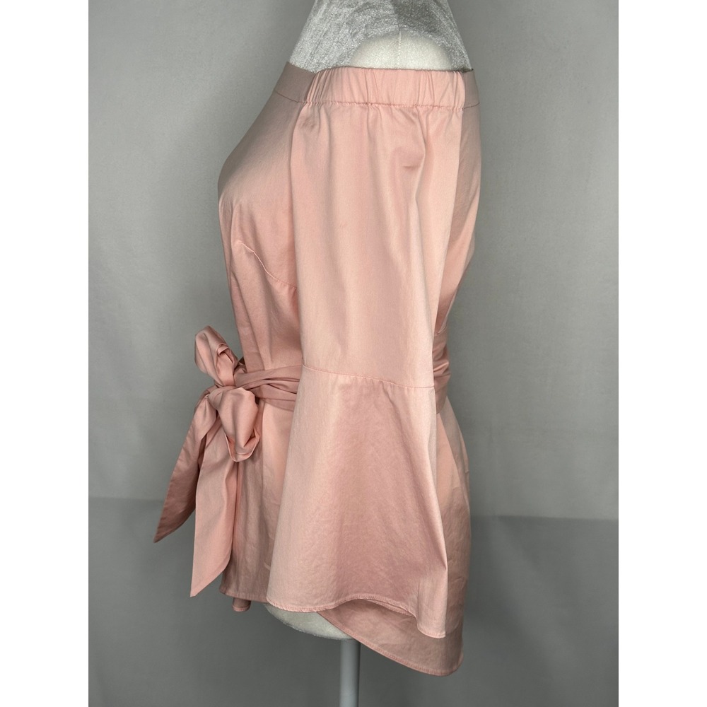 White House Black Market Ballerina Bell Off Shoulder Tie Waist Blouse Sz S - Picture 9 of 12